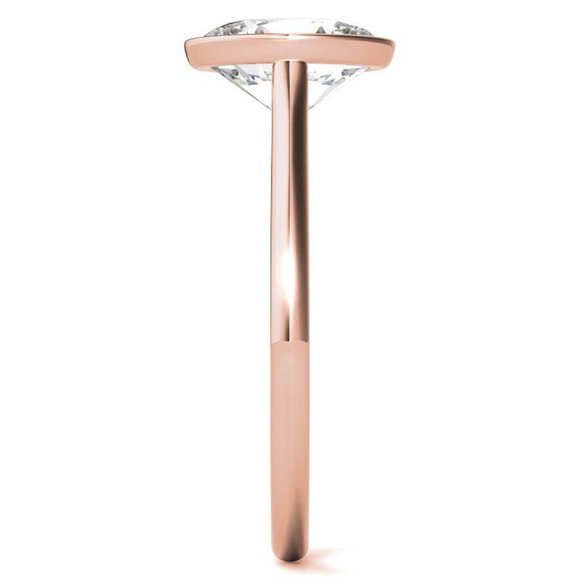 2.0 Carat Oval Cut Lab Created Diamond Solitaire Petite Bezel Engagement Ring - Picture 3 of 7